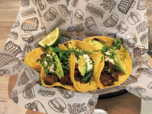 Mushroom tacos at La Loncheria Bcn in Barcelona
