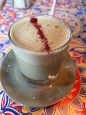 Matcha latte  at Orígenes Café in Bogota