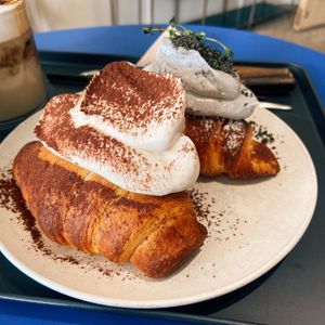 Mocha croissant and black sesame croissant   at Nuldam Space - 널담은공간 경복궁점 in Seoul