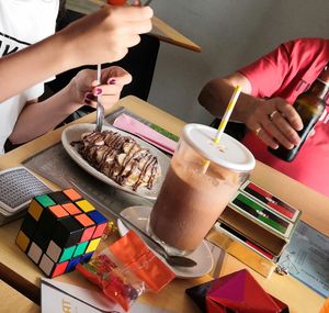 Vegan chocolate and banana pancakes and vegan chocolate milkshake at O Ninho Family Bar in Lagos