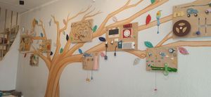 Wood toys at O Ninho Family Bar in Lagos