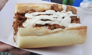 “Chicken/Buffalo” Soy Curls Cheesesteak  at Sammies in Bellingham