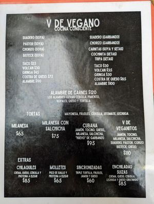 Menu 1 of 2, April 2023 at V De Vegano  in Mexico City