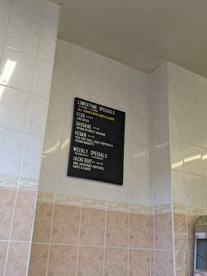 Lunchtime menu at Crookes Chippy in Sheffield