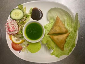 Vegan Somosa  at Gandhi Indian Restaurant & Takeaway in Stoke-on-trent