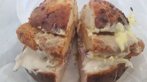 North East Parmo bagel at Dot Bagels - Heaton in Newcastle Upon Tyne