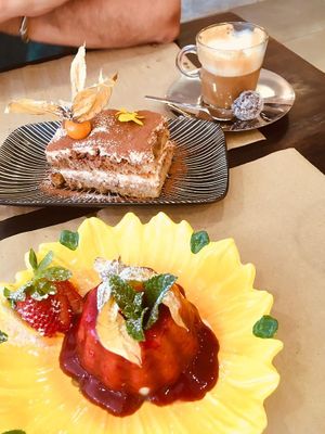 Coconut Panna Cotta and Tiramisu. All fresh and home made 🤤   at Puravita Vegan  in Estepona