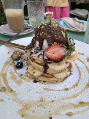 Fluffy American pancakes  at Puravita Vegan  in Estepona