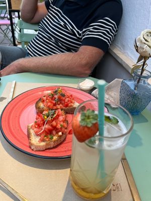 Classic bruschettas, crispy crust, juicy top at Puravita Vegan  in Estepona