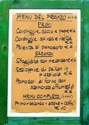 daily lunch menu at Il Sedano Allegro in Florence