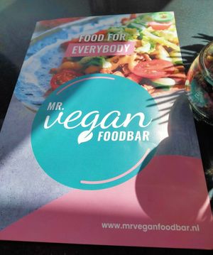 Flyers in the foodbar at Mr. Vegan Foodbar in Groningen