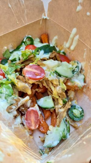 Kapsalon met zoeteaardappelfriet at Mr. Vegan Foodbar in Groningen