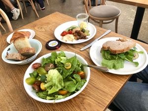 frea salad, savoury mix, sandwich and the croissant  at FREA Bakery in Berlin