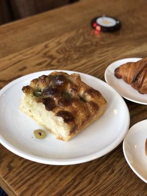 focaccia with olives  at FREA Bakery in Berlin