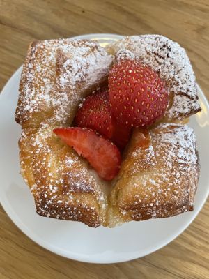 Cream filled croissant with strawberries  at FREA Bakery in Berlin