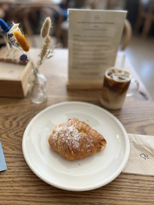 Pistachio croissant & iced latte   at FREA Bakery in Berlin
