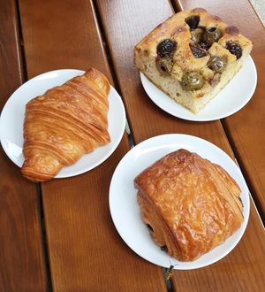 croissants and focaccia at FREA Bakery in Berlin