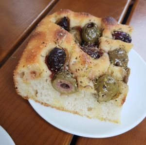 olive focaccia at FREA Bakery in Berlin