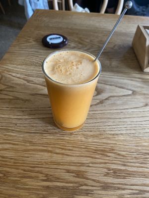 Apple carrot ginger (etc?) juice  at FREA Bakery in Berlin