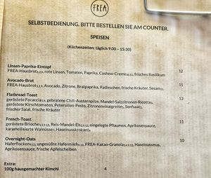 Menu m at FREA Bakery in Berlin