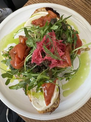 Focaccia toast with vegan lox—recommend!  at FREA Bakery in Berlin