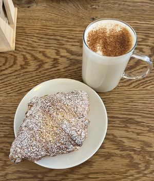 Hazelnut croissant and pumpkin spice latte   at FREA Bakery in Berlin