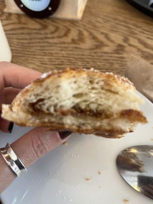 Inside of the hazelnut croissant   at FREA Bakery in Berlin