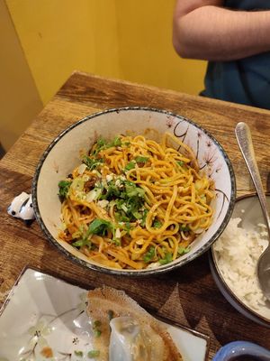 BBQ flavoured noodles, with shitake mushroom at The Real Wan in Glasgow