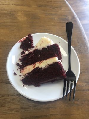 Red velvet cake (vegan)  at Steamers Coffee House in Bilston