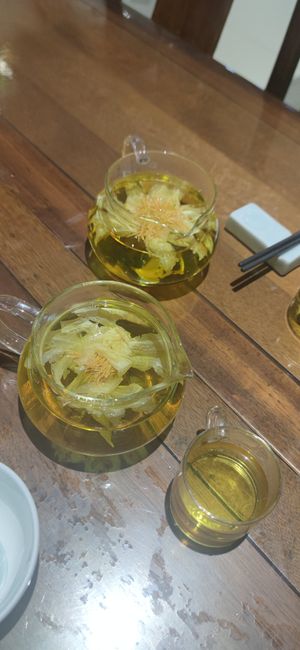 Special lotus tea at Fu Hui Ci Yuan Vegetarian Restaurant in Beijing