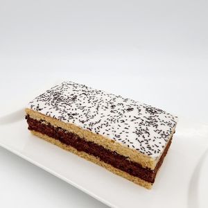 Napolitan cake (vanilla and chocolate sponge cakes, and chocolate ganache) at Avec&Sans in Perigueux