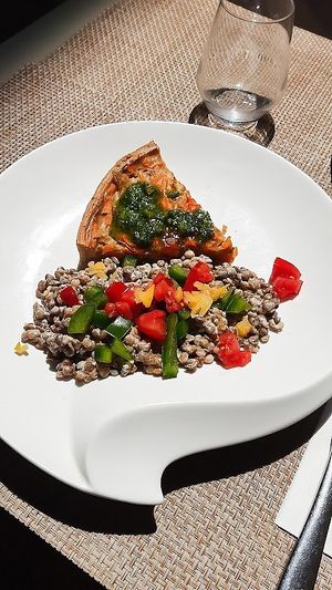 Carrot and cumin quiche and lentil salad with pickled lemons at Avec&Sans in Perigueux