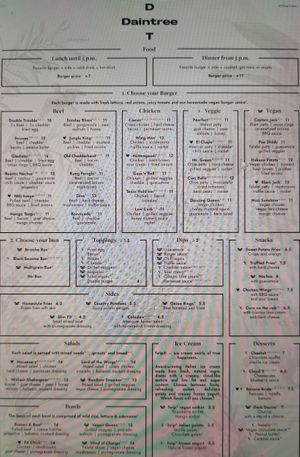 plenty of vegan burger or bowl options and one vegan dessert at Daintree in Kempten