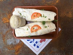 Wraps with roasted veggies and quorn at 22b in Antwerpen