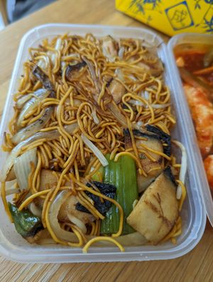 Vegan fish chow mein at Vegan House in Pudsey