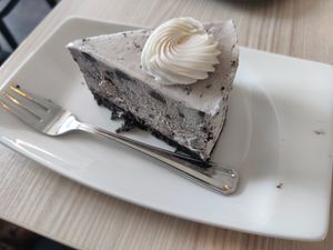 Vegan oreo cake at Cake House Café in Tampere