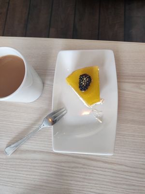 Vegan mango cake at Cake House Café in Tampere