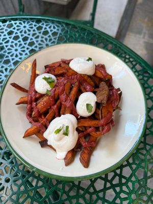 Boniatos fries con all i oli vegano  at The Green Corner in Mataro