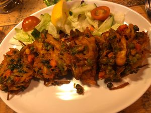 Pakoras starter  at Cafe Spice in Newcastle Upon Tyne