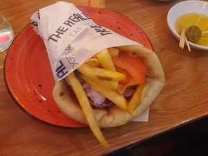 SOUVLAKI WRAPS - Jackfruit Gyros with vegan aoili #Veganuary at The Real Greek in Manchester