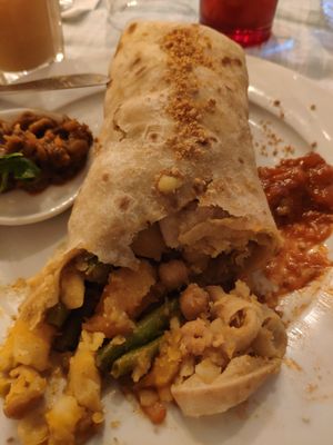 Roti Roll filling at The Old Soul in Amsterdam