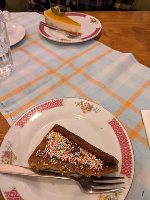 Casave coconut cake and passion mango cheesecake at The Old Soul in Amsterdam