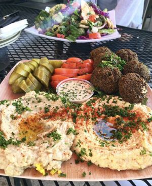 Falafel Hummus + Babaganoush at Kareem's in Anaheim