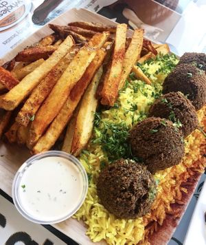 Falafel Hummus Rice yay! at Kareem's in Anaheim