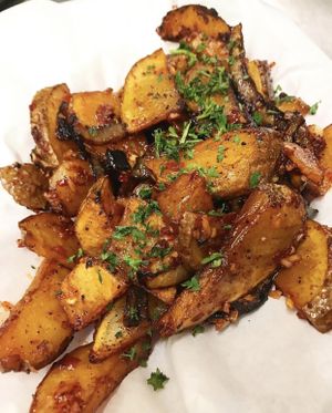 Spicy potatoes. Vegan deliciousness!   at Kareem's in Anaheim