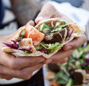 Make your own perfect pita pockets :O at Kareem's in Anaheim