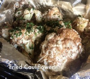 Fried Cauliflower smothered in tahini  at Kareem's in Anaheim