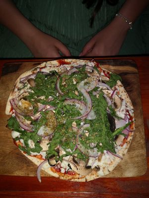 Vegane Pizza at La Tradición in Palenque