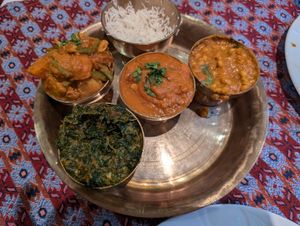 Dal Bhat. Make sure to order without ghee and yoghurt at Kantipur in Brussels