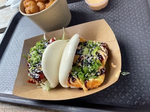 Cauliflower bites, tofu bao & aubergine bao  at Little Bao Boy in Leeds